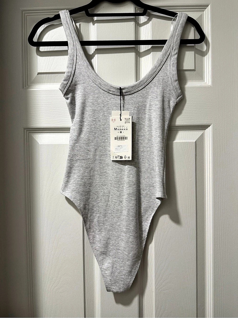 Zara Ribbed Bodysuit Gray Size Medium